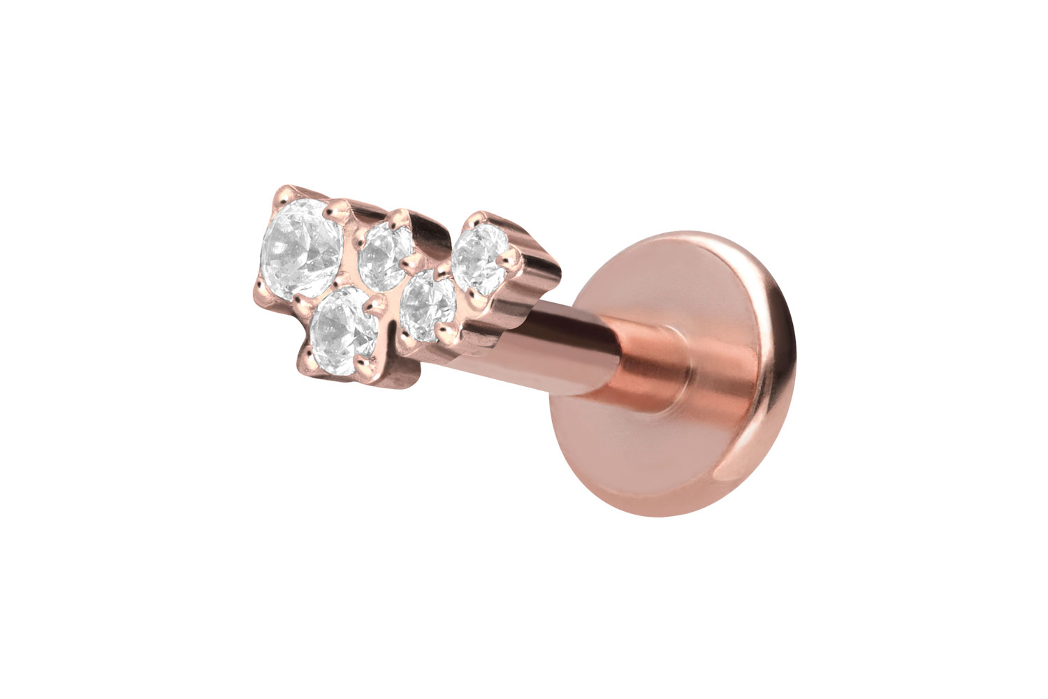 Titan Labret Piercing mit Push Fit KRISTALLWOLKE